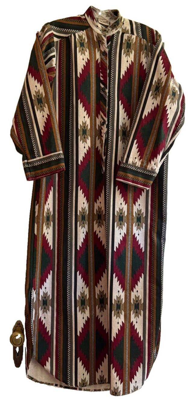 Woolrich Womens Southwestern Aztec Western Boho Shirt Dress Vintage USA Cotton